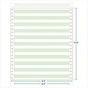 8 1/2 x 11  1-Part White #18 Bond computer forms with 1/2 in. Green Bar 