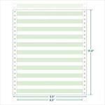 64.989 1/2 x 11  1-Part White 15lb Bond computer forms with 1/6 in. Green Bars and no Perforations 