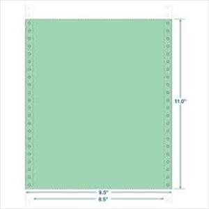 9 1/2 x 11   1-Part Green #20 Bond computer forms with Marginal Perforations