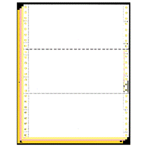 9 1/2 x 3 2/3  2-Part Carbonless Computer Forms White with Marginal Perforations, Folds at 11 in. 