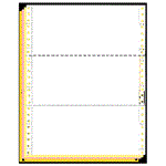 9 1/2 x 3 1/2  3-Part White Carbonless Computer Forms with Marginal Perforations, left and right (Folds at 7 in.)