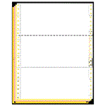 9 1/2 x 3 2/3  2-Part Carbonless Computer Forms White with Marginal Perforations, Folds at 11 in. 