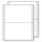 9 1/2 x 3 1/2  2-Part Carbonless Computer Forms White with Marginal Perforations Left and Right, (Folds at 7 in.)